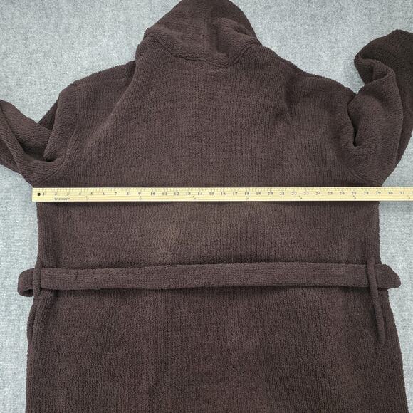 Kashwere Robe Mens XL Brown Shawl Collar Belted Plush Microfiber Bathrobe Pocket - Picture 8 of 11